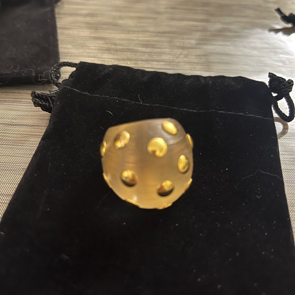 Alexis Bittar Gold Lucite Ring Sz 6
